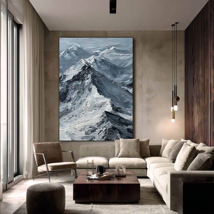The Peak of Silence modern oil painting with silent alpine ridge