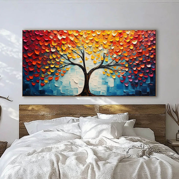 Colorful Tree of Life Painting - Vibrant Textured Wall Art - The Pleasant Trees - Hues Art Lab