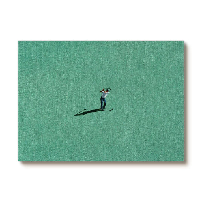 Contemporary Golf Wall Art - Figure on Green Canvas Art - The Swing - Hues Art Lab