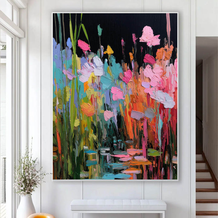 The Wild Bloom modern impressionist impasto floral oil painting by Hues Art Lab