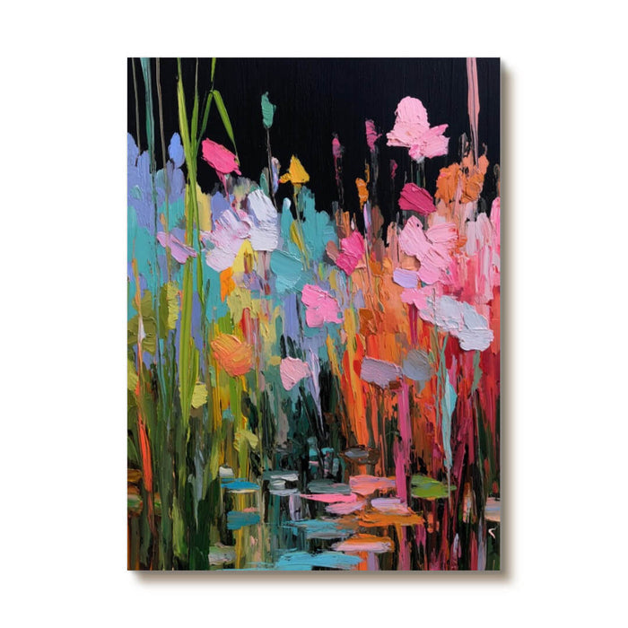 The Wild Bloom colorful floral wall art with impressionist impasto petals
