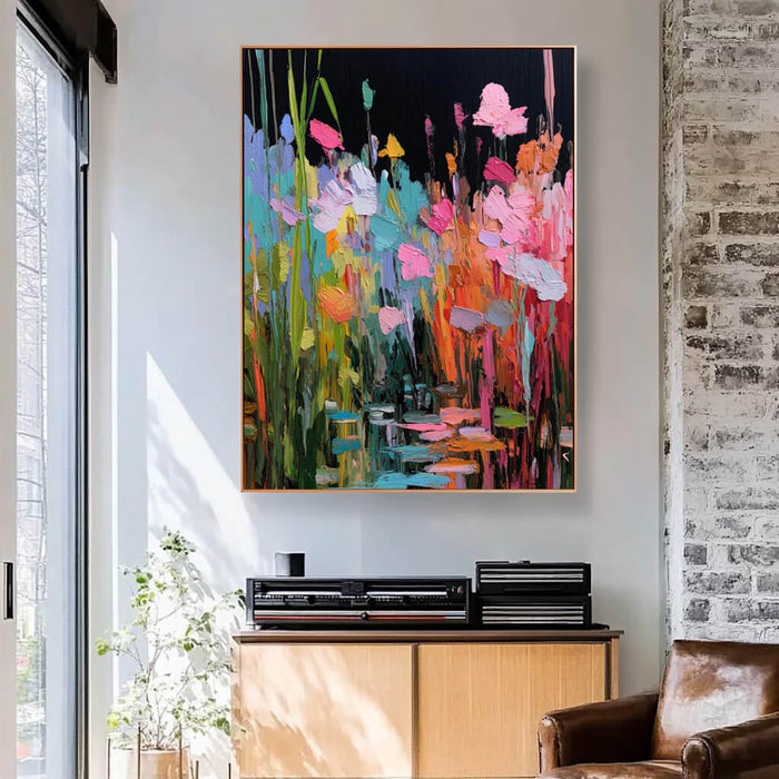The Wild Bloom framed canvas print styled in a fresh contemporary room