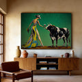 Modern cowgirl wall art with wine and abstract western figure - The Wine Vow - Hues Art Lab