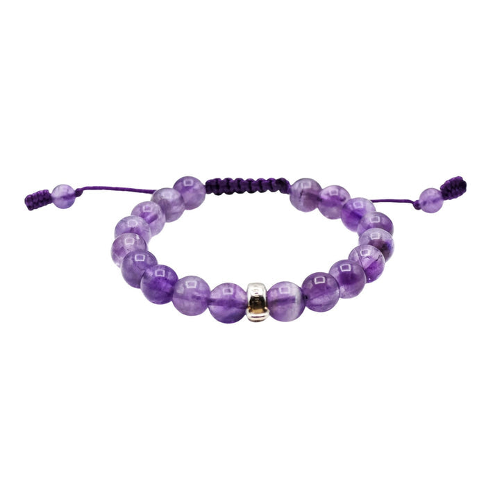 Thomas Sabo Amethyst Beaded Charm Carrier Bracelet With Adjustable Cord 5.9 Inches