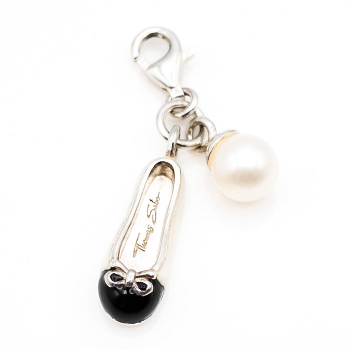 Thomas Sabo Ballerina Shoe And Pearl Sterling Silver Charm Pendant 0765-258-14