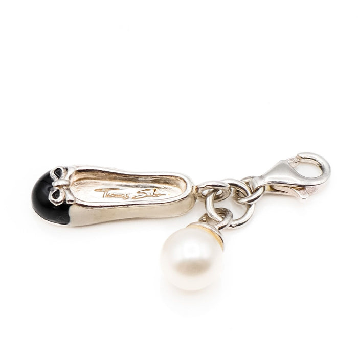 Thomas Sabo Ballerina Shoe And Pearl Sterling Silver Charm Pendant 0765-258-14