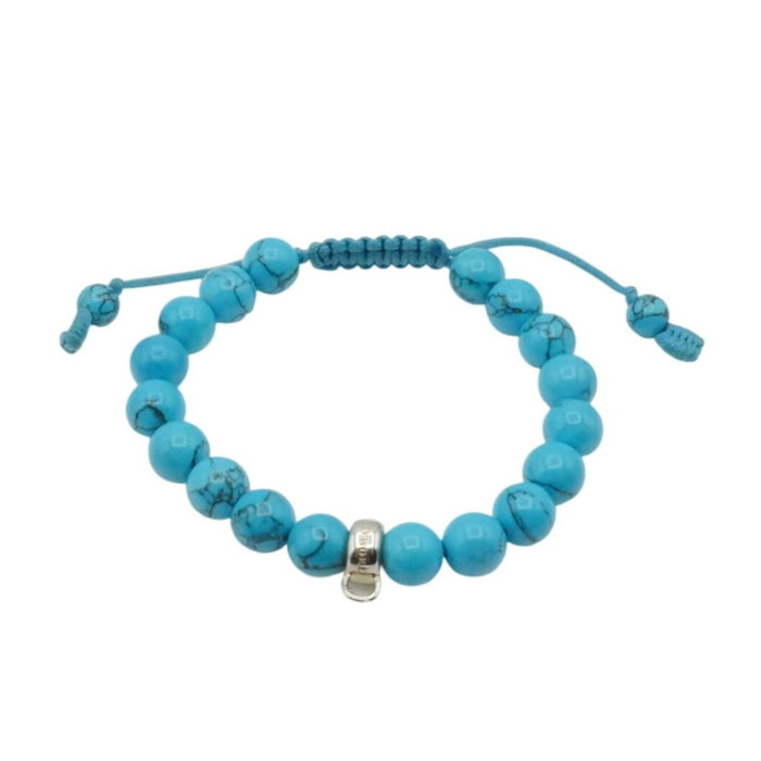 Thomas Sabo Imitation Turquoise Beaded Charm Carrier Bracelet With Adjustable Cord 5.9 Inches