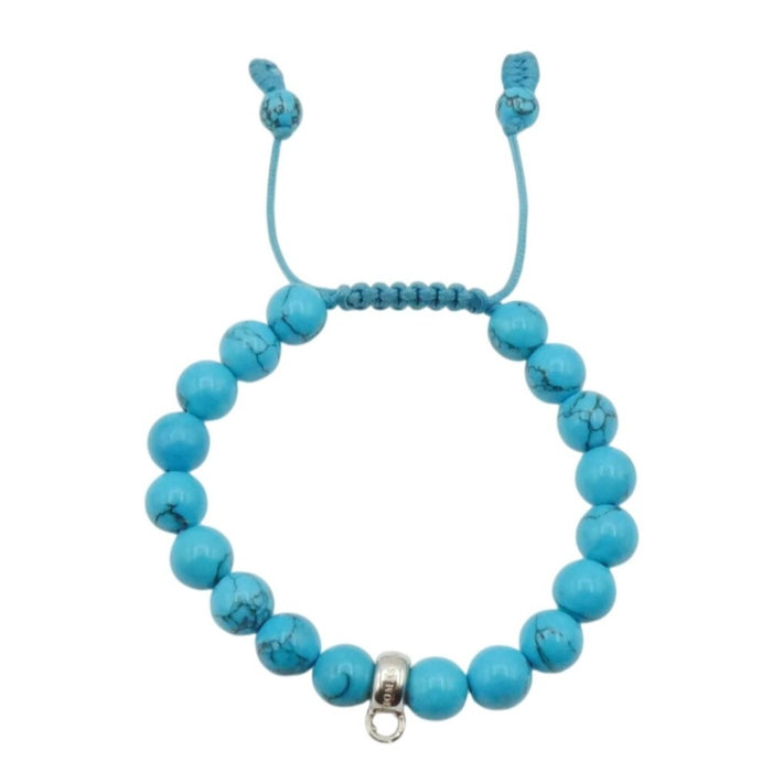 Thomas Sabo Imitation Turquoise Beaded Charm Carrier Bracelet With Adjustable Cord 5.9 Inches