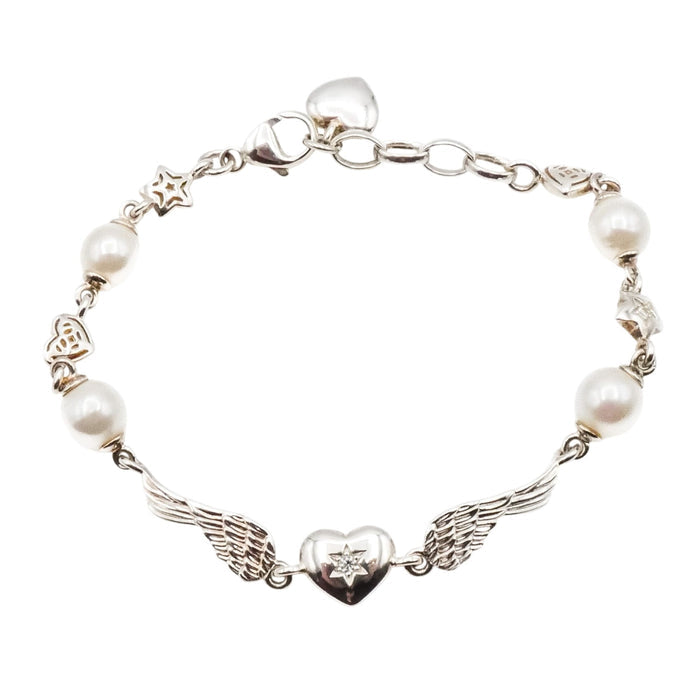 Thomas Sabo Sterling Silver Angel Wing Bracelet with Genuine Freshwater Pearls