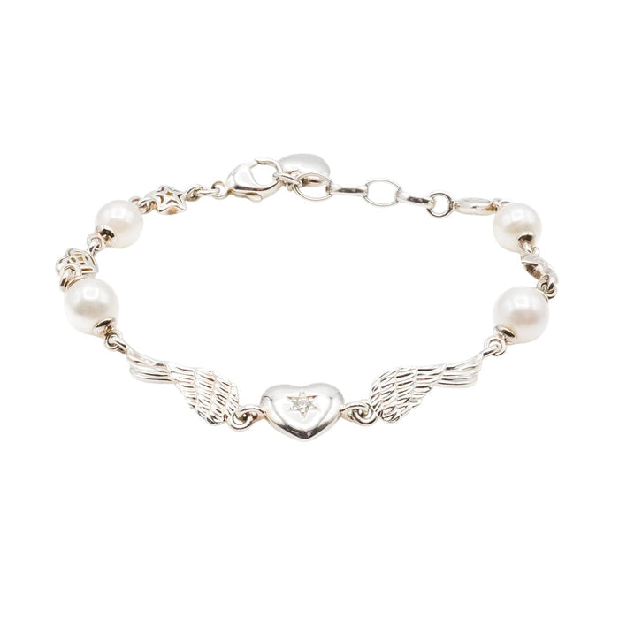 Thomas Sabo Sterling Silver Angel Wing Bracelet with Genuine Freshwater Pearls