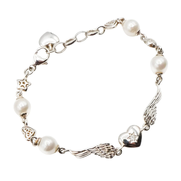 Thomas Sabo Sterling Silver Angel Wing Bracelet with Genuine Freshwater Pearls
