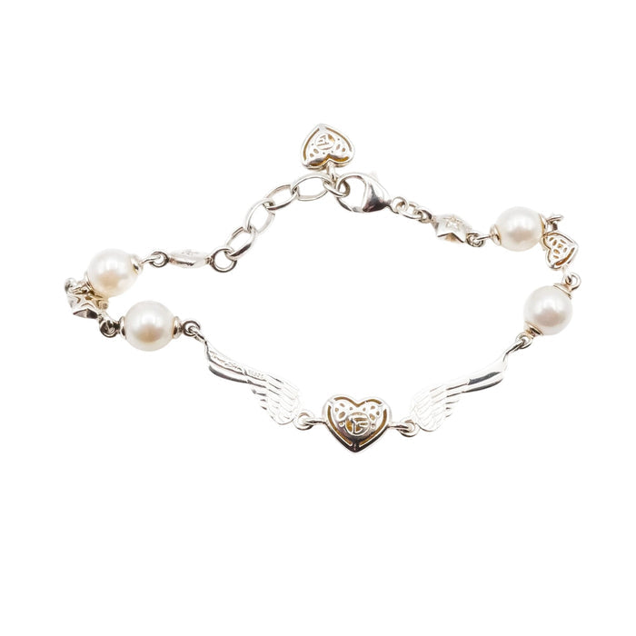 Thomas Sabo Sterling Silver Angel Wing Bracelet with Genuine Freshwater Pearls