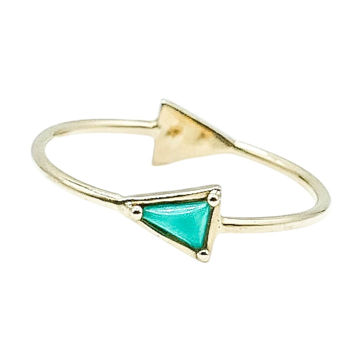 Tiny Reflection 14K Gold Ring With Triangular Turquoise & Diamond Accents Size 5