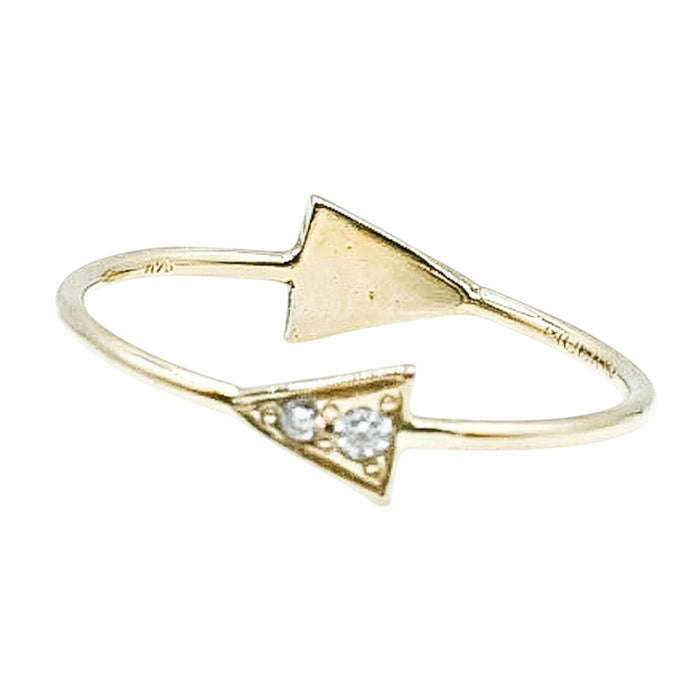 Tiny Reflection 14K Gold Ring With Triangular Turquoise & Diamond Accents Size 5