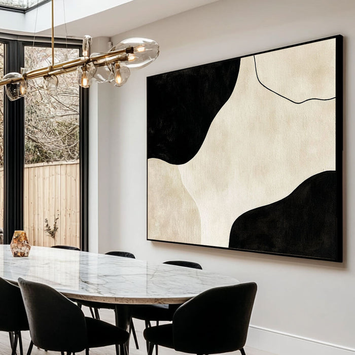 Black and White Abstract Art Painting - Contemporary Elegant Home Decor Artwork - Trapped - Hues Art Lab