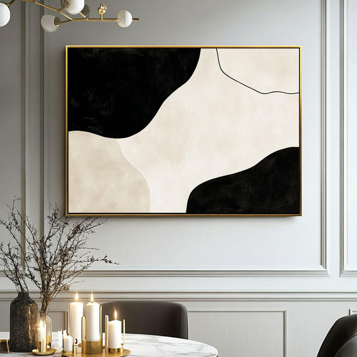 Black and White Abstract Art Painting - Contemporary Elegant Home Decor Artwork - Trapped - Hues Art Lab