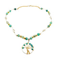 Tree of Life Necklace with Nephrite Jade and Green Agate - 24 Inches