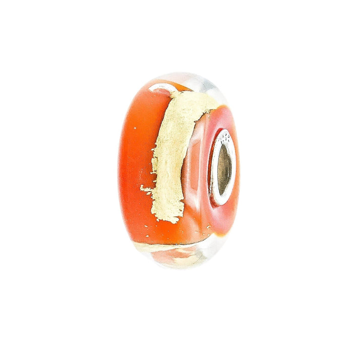 Trollbeads Belly Chakra Sterling Silver Orange Glass 22K Gold Bead Charm