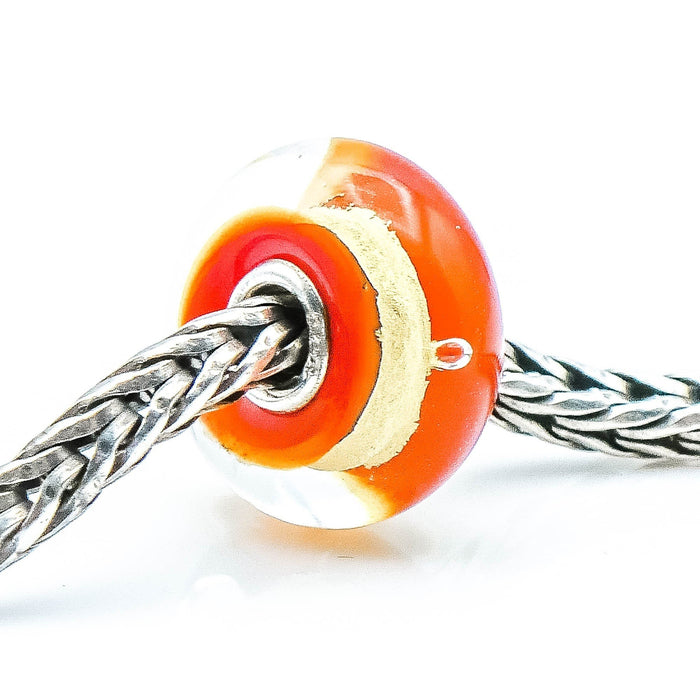 Trollbeads Belly Chakra Sterling Silver Orange Glass 22K Gold Bead Charm