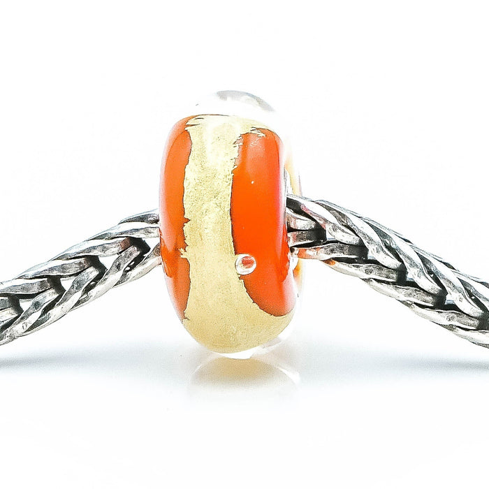 Trollbeads Belly Chakra Sterling Silver Orange Glass 22K Gold Bead Charm