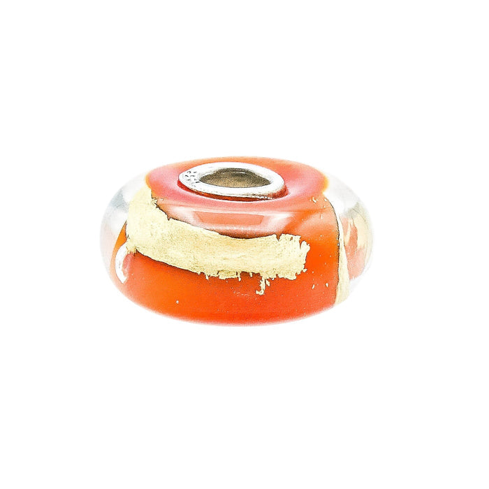 Trollbeads Belly Chakra Sterling Silver Orange Glass 22K Gold Bead Charm