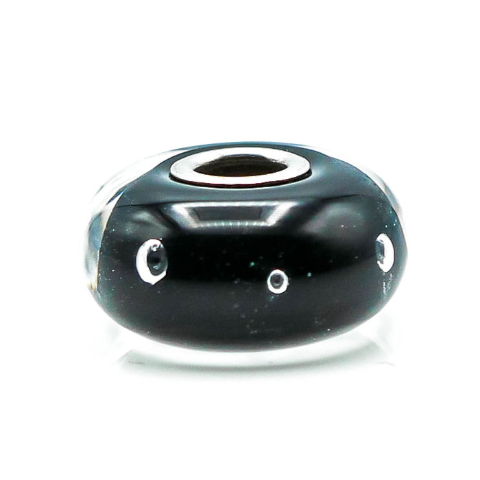 TROLLBEADS Black Bubbles Glass Bead Sterling Silver Core Charm