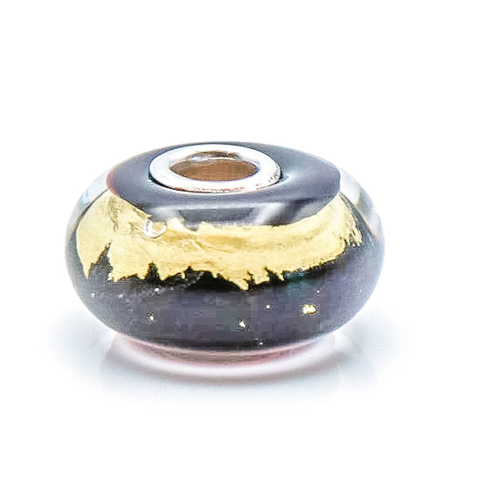 TROLLBEADS Black Gold Bead Sterling Silver Charm With 22K