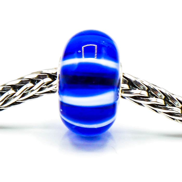 TROLLBEADS Blue Stripe Bead Sterling Silver Charm
