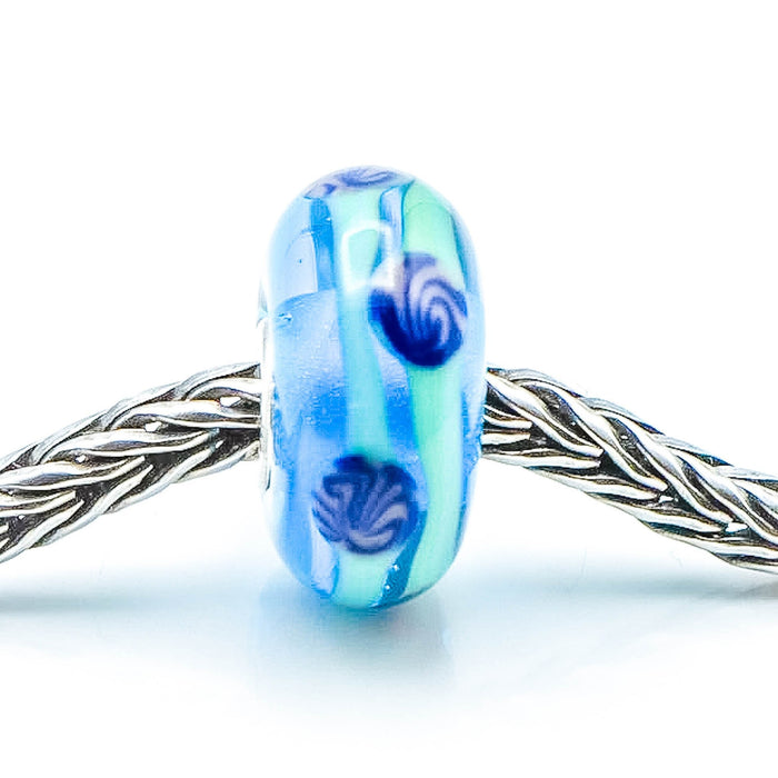 TROLLBEADS China Bead Green Glass Sterling Silver Charm RETIRED by Designer Lise Aagaard