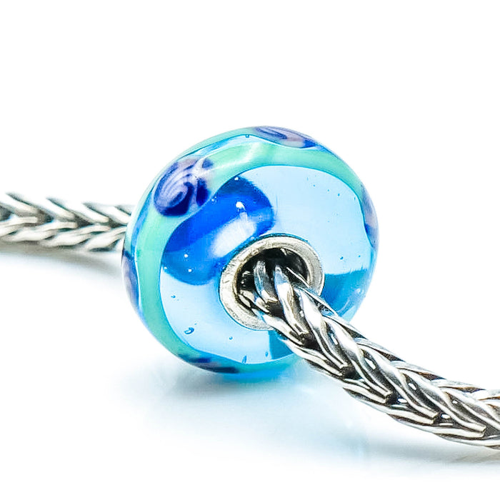 TROLLBEADS China Bead Green Glass Sterling Silver Charm RETIRED by Designer Lise Aagaard