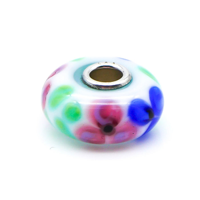 TROLLBEADS French Anemone Glass Bead Sterling Silver Core Charm