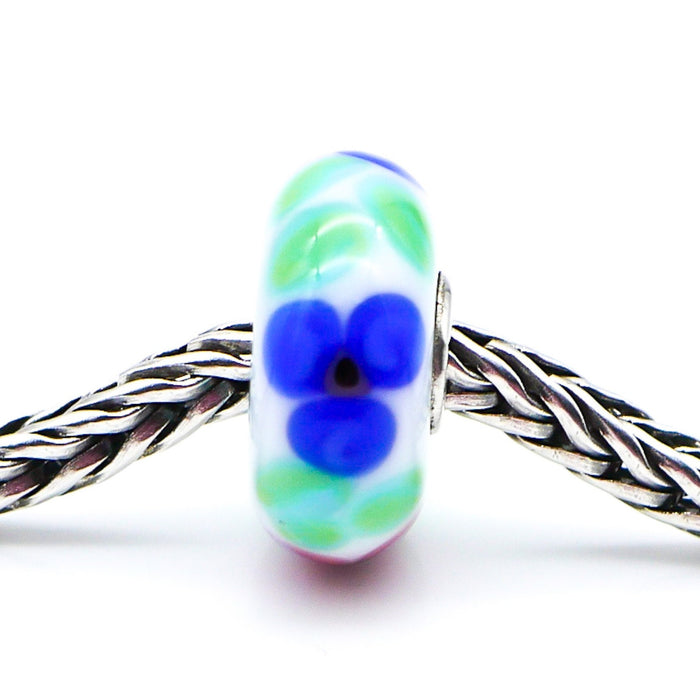 TROLLBEADS French Anemone Glass Bead Sterling Silver Core Charm