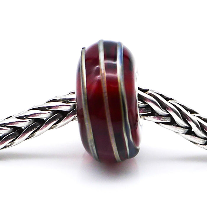 TROLLBEADS Golden Thread Brown Glass Bead Sterling Silver Core Charm