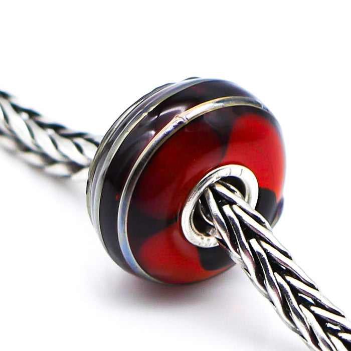 TROLLBEADS Golden Thread Brown Glass Bead Sterling Silver Core Charm