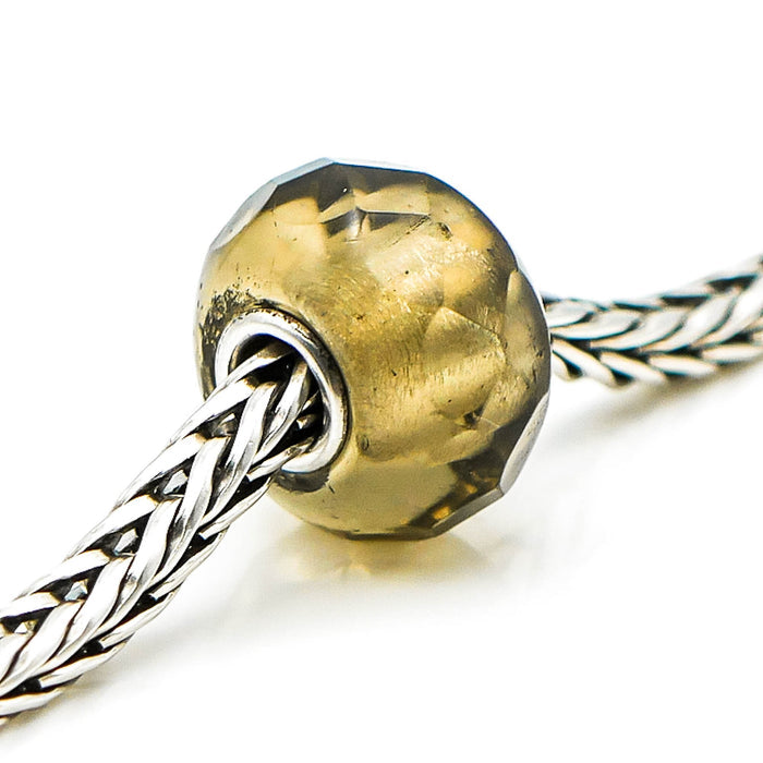 TROLLBEADS Grey Prism Glass Bead Sterling Silver Core Charm