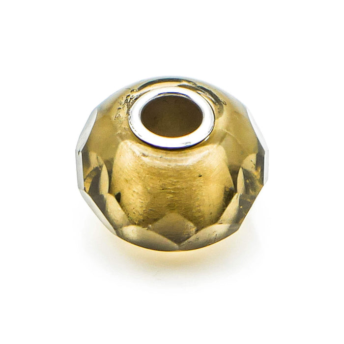 TROLLBEADS Grey Prism Glass Bead Sterling Silver Core Charm