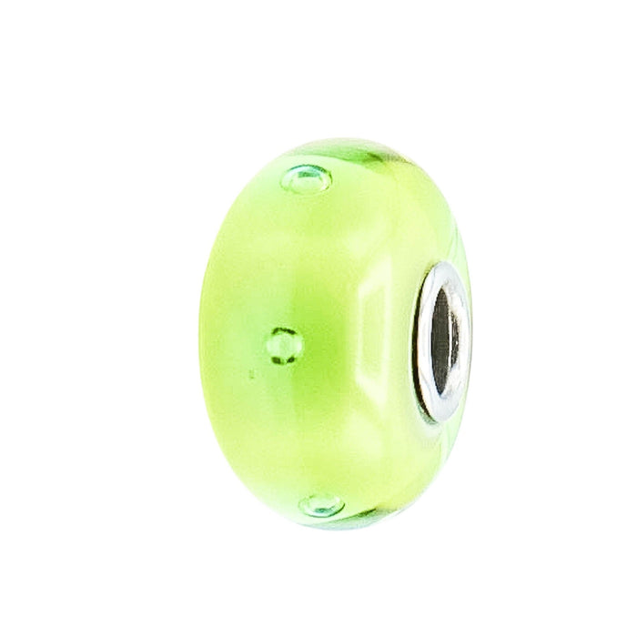 Trollbeads Peter Bead Sterling Silver Green Glass Charm Retired Lise Aagaard