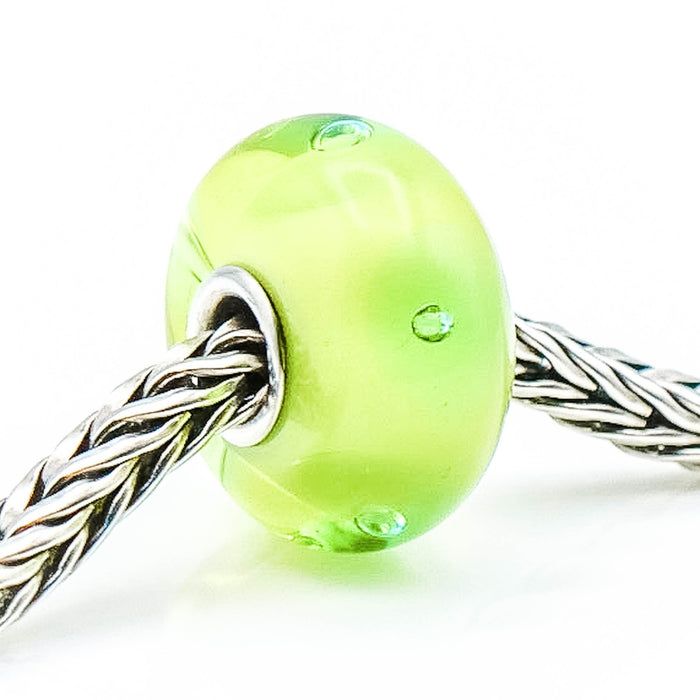 Trollbeads Peter Bead Sterling Silver Green Glass Charm Retired Lise Aagaard