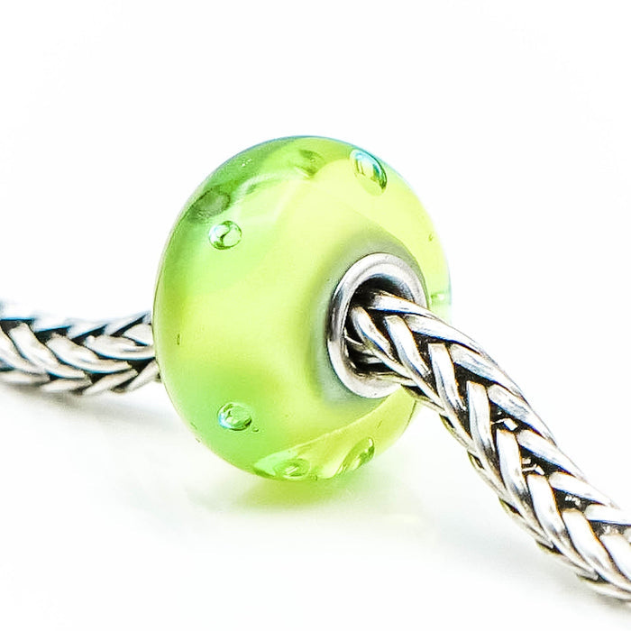 Trollbeads Peter Bead Sterling Silver Green Glass Charm Retired Lise Aagaard