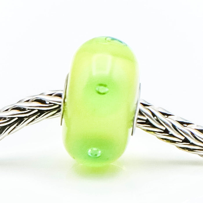 Trollbeads Peter Bead Sterling Silver Green Glass Charm Retired Lise Aagaard