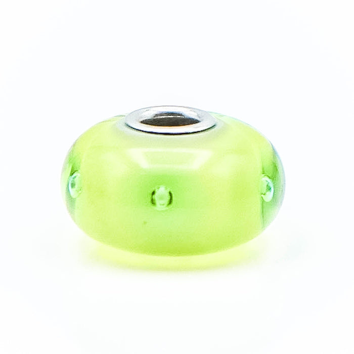 Trollbeads Peter Bead Sterling Silver Green Glass Charm Retired Lise Aagaard