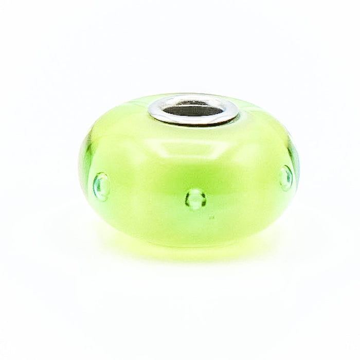 Trollbeads Peter Bead Sterling Silver Green Glass Charm Retired Lise Aagaard