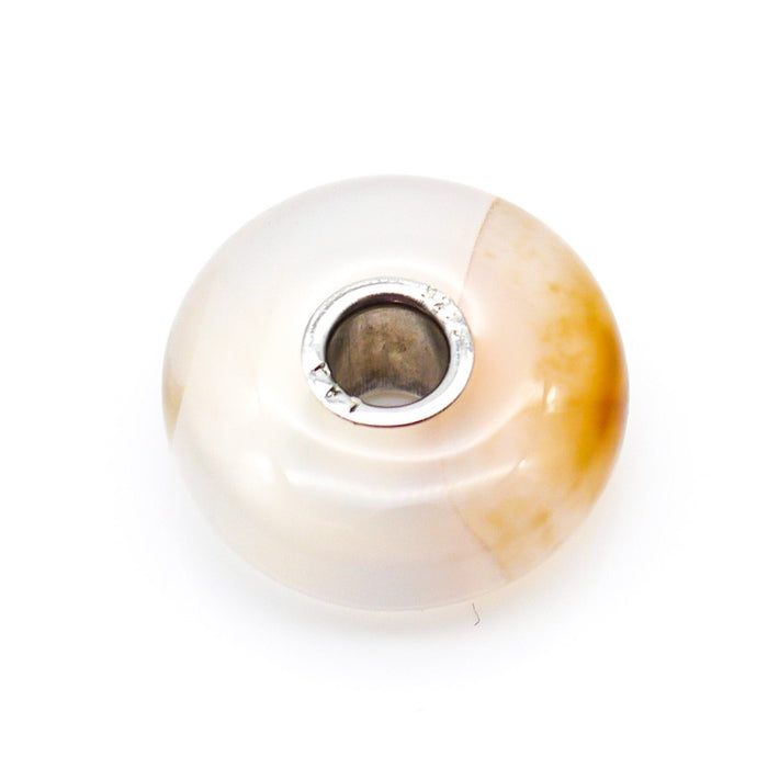 TROLLBEADS Pink Striped Agate Gemstone Bead Sterling Silver Core Charm