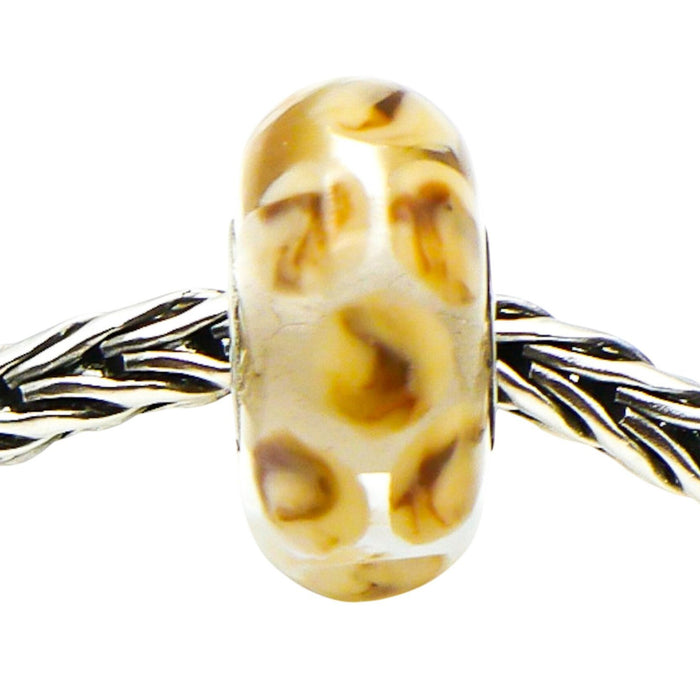 Trollbeads Rare Beige Dot Glass Bead Sterling Silver Charm