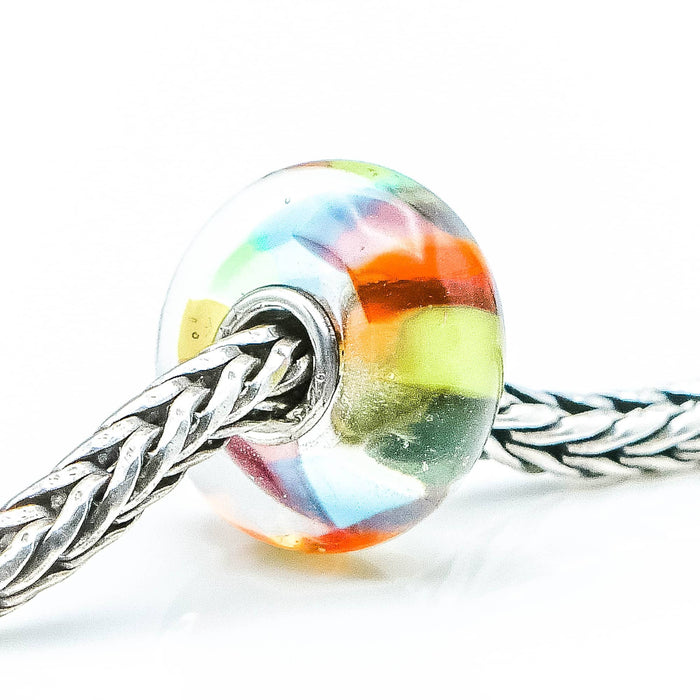 TROLLBEADS RARE Rainbow Glass Bead Sterling Silver Core Charm