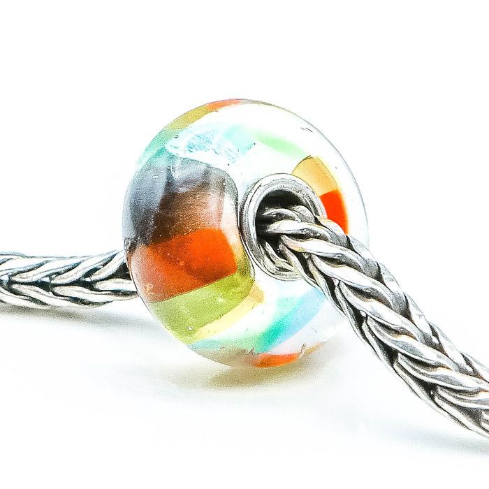 TROLLBEADS RARE Rainbow Glass Bead Sterling Silver Core Charm
