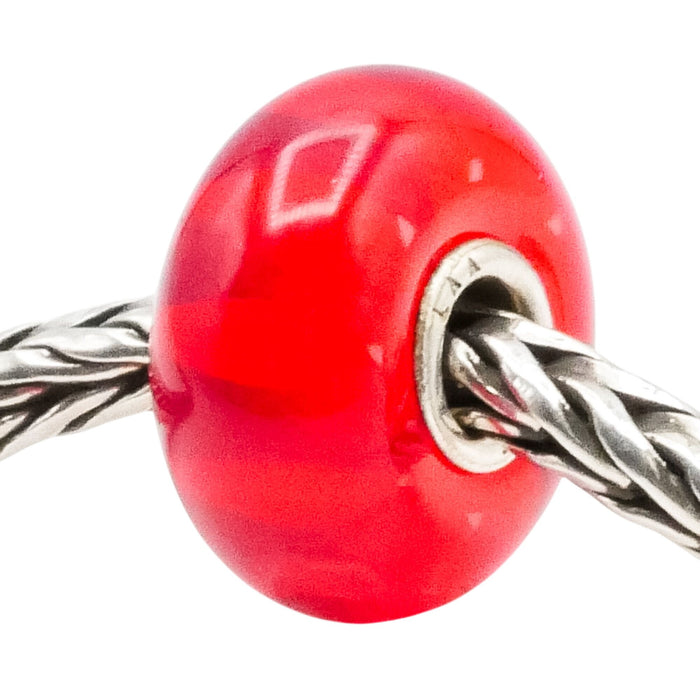 Trollbeads Red Stripe Murano Glass Bead Charm