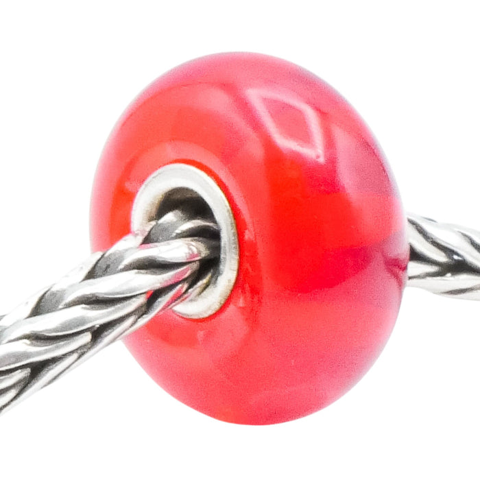 Trollbeads Red Stripe Murano Glass Bead Charm