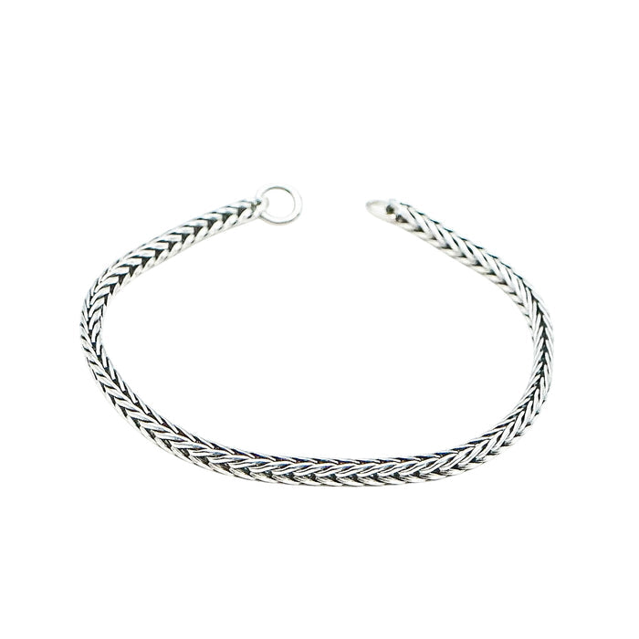 TROLLBEADS Signature Oxidized Sterling Silver Foxtail Chain Bracelet 6.1 Inches