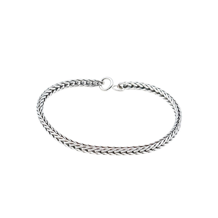 TROLLBEADS Signature Oxidized Sterling Silver Foxtail Chain Bracelet 7.1 Inches